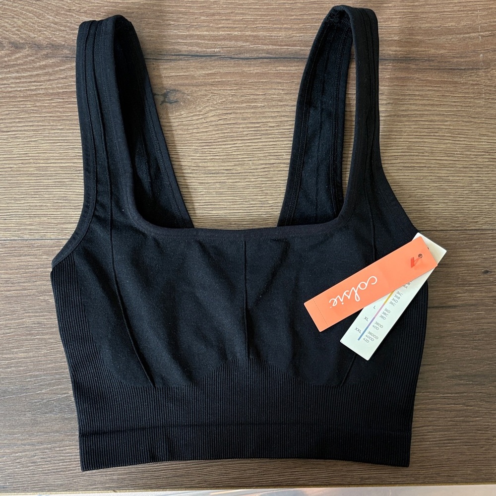 Colsie Black Ribbed Crop Top